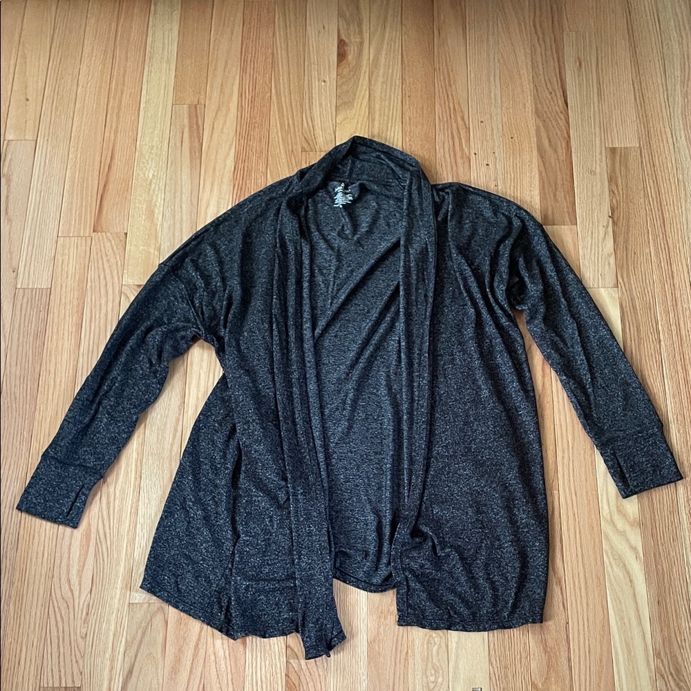 Cuddl Duds Drape Cardigan Womens Large Gray Hooded Long Sleeve Stretchy Lounge